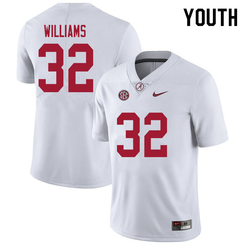Youth #32 C.J. Williams Alabama White Tide College Football Jerseys Sale-White